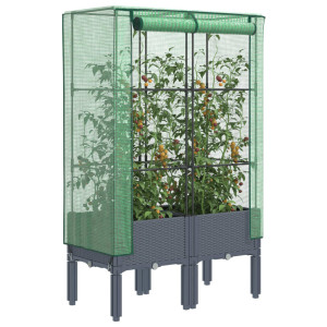 vidaXL Plantenbak verhoogd met kashoes 80x40x140 cm rattanlook