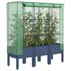 vidaXL Plantenbak verhoogd met kashoes 120x40x140 cm rattanlook