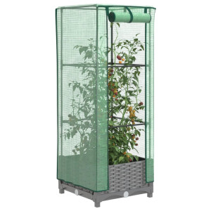 vidaXL Plantenbak verhoogd met kashoes 40x40x123 cm rattanlook