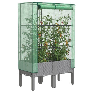 vidaXL Plantenbak verhoogd met kashoes 80x40x140 cm rattanlook