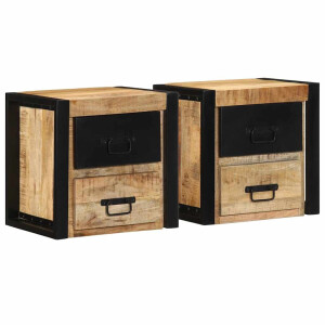 vidaXL Nachtkastjes 2 st 40x35x40 cm massief ruw hout mango