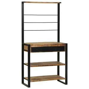 vidaXL Keukenrek Bruin en zwart 80 x 40 x 160 cm Massief Mango Hout