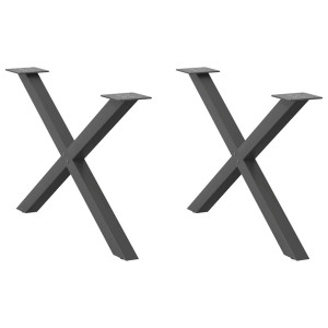 vidaXL Salontafelpoten 2 st X-vormig 70x(42-43) cm staal antraciet