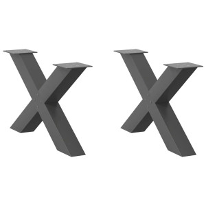vidaXL Salontafelpoten 2 st X-vormig 70x(42-43) cm staal antraciet