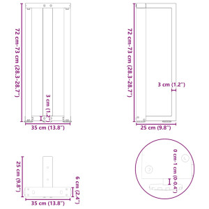 vidaXL Console tafelpoten 2 st T-vormig 38x25x(72-73) cm staal wit