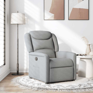 vidaXL Fauteuil verstelbaar stof lichtgrijs