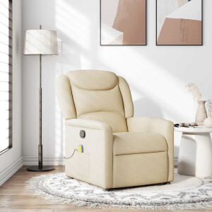 vidaXL Massagestoel verstelbaar stof crèmekleurig