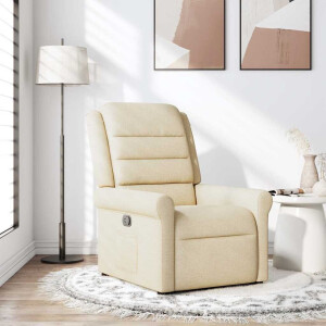 vidaXL Fauteuil verstelbaar stof crèmekleurig