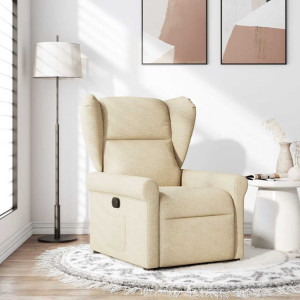 vidaXL Fauteuil verstelbaar stof crèmekleurig