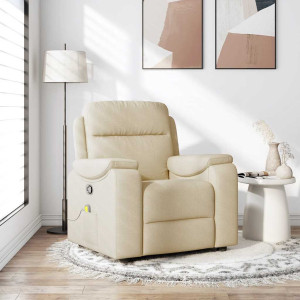 vidaXL Massagestoel verstelbaar stof crèmekleurig
