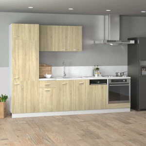 vidaXL 7-delige Keukenkastenset Lyon bewerkt hout sonoma eikenkleurig