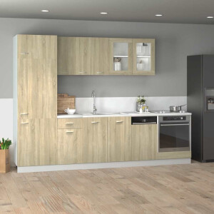 vidaXL 8-delige Keukenkastenset Lyon bewerkt hout sonoma eikenkleurig
