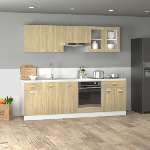 vidaXL 8-delige Keukenkastenset Lyon bewerkt hout sonoma eikenkleurig