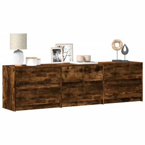 vidaXL Tv-meubel met LED 180x34x50 cm bewerkt hout gerookt eikenkleur