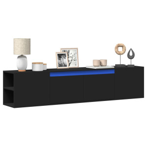vidaXL Tv-wandmeubel met LED-verlichting 180x31x39,5 cm zwart