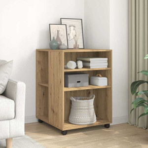 vidaXL Bijzettafel met wieltjes 55x60x78 cm hout artisanaal eikenkleur