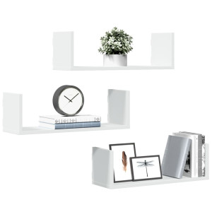 vidaXL Wandschappen 3 st 58x18x18 cm bewerkt hout wit