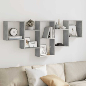 vidaXL Wandschap 159x18x66 cm bewerkt hout betongrijs