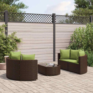 vidaXL 5-delige Loungeset met kussens poly rattan bruin