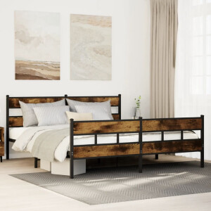 vidaXL Bedframe zonder matras metaal gerookt eikenkleurig 180x200 cm