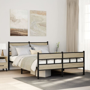 vidaXL Bedframe zonder matras metaal sonoma eikenkleurig 150x200 cm