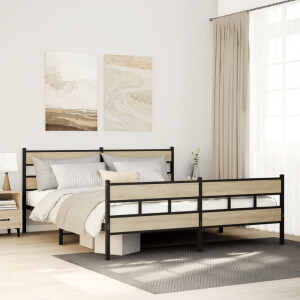 vidaXL Bedframe zonder matras metaal sonoma eikenkleurig 193x203 cm