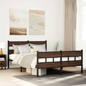 vidaXL Bedframe zonder matras metaal bruin eikenkleurig 160x200 cm