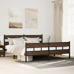 vidaXL Bedframe zonder matras metaal bruin eikenkleur 193x203 cm