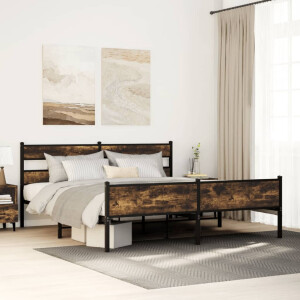vidaXL Bedframe zonder matras metaal gerookt eikenkleurig 180x200 cm