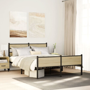 vidaXL Bedframe zonder matras metaal sonoma eikenkleurig 160x200 cm