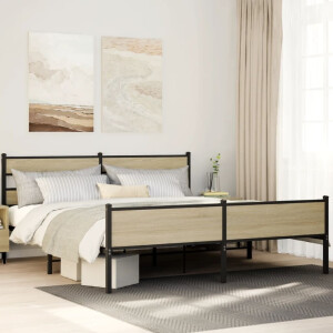 vidaXL Bedframe zonder matras metaal sonoma eikenkleurig 193x203 cm