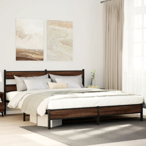 vidaXL Bedframe zonder matras metaal bruin eikenkleur 180x200 cm