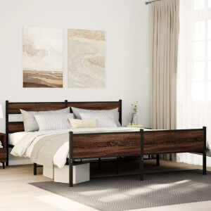 vidaXL Bedframe zonder matras metaal bruin eikenkleur 183x213 cm