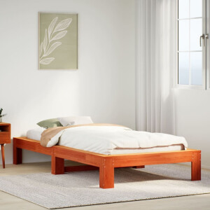 vidaXL Bedframe zonder matras massief grenenhout wasbruin 100x200 cm