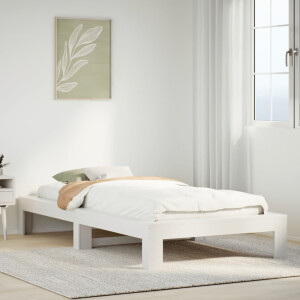 vidaXL Bedframe zonder matras massief grenenhout wit 90x200 cm