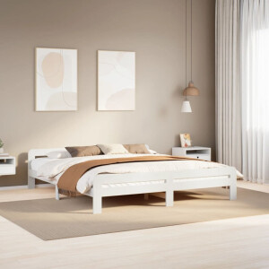 vidaXL Bedframe zonder matras massief grenenhout wit 180x200 cm