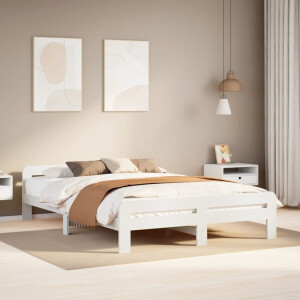 vidaXL Bedframe zonder matras massief grenenhout wit 150x200 cm