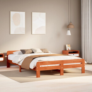 vidaXL Bedframe zonder matras massief grenenhout wasbruin 150x200 cm