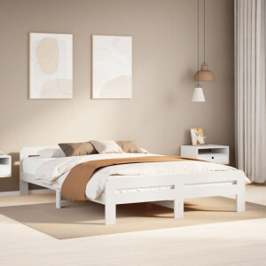vidaXL Bedframe zonder matras massief grenenhout wit 140x200 cm