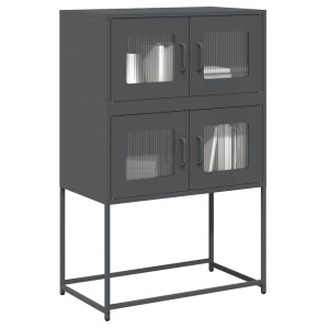 vidaXL Hoge kast 68x39x107 cm staal antracietkleurig