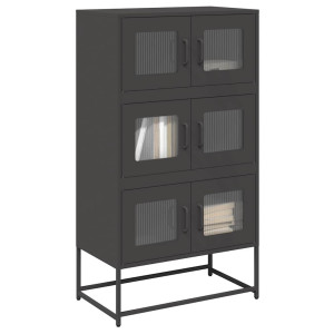 vidaXL Hoge kast 68x39x123 cm staal zwart