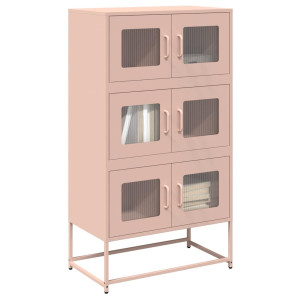 vidaXL Hoge kast 68x39x123 cm staal roze