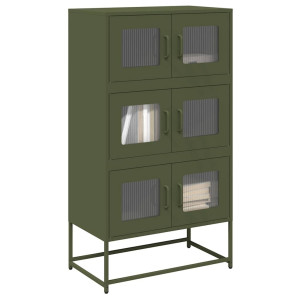 vidaXL Hoge kast 68x39x123 cm staal olijfgroen