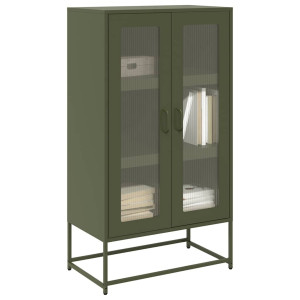 vidaXL Hoge kast 68x39x123 cm staal olijfgroen