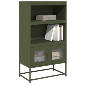 vidaXL Hoge kast 68x39x123 cm staal olijfgroen