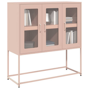 vidaXL Dressoir 100,5x39x107 cm koudgewalst staal roze