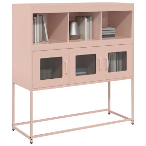 vidaXL Dressoir 100,5x39x107 cm koudgewalst staal roze