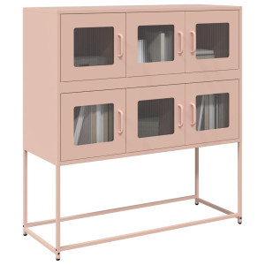 vidaXL Dressoir 100,5x39x107 cm koudgewalst staal roze