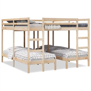 vidaXL Stapelbed 3-voudig massief grenenhout 200x200/80x200 cm