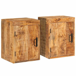 vidaXL Nachtkastje 2 pcs Bruin 35 x 33 x 48 cm Massief Mango Hout